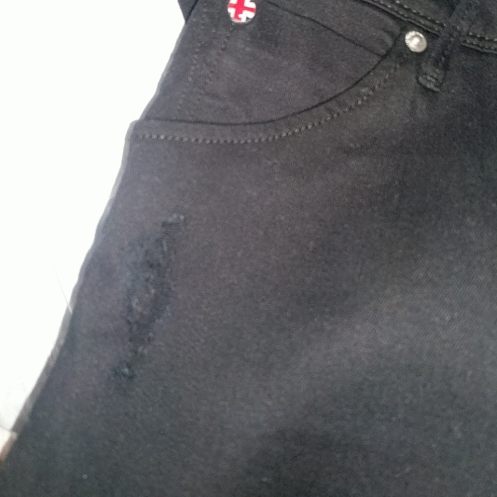 Hudson Collin Skinny Jean Black Destructed - Picture 4 of 5